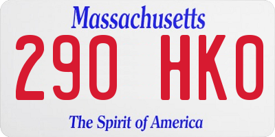 MA license plate 290HK0