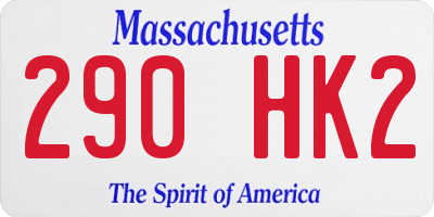MA license plate 290HK2