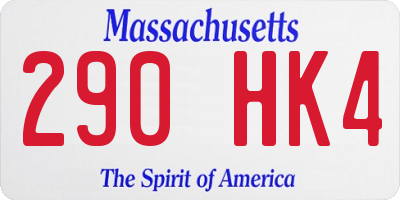 MA license plate 290HK4