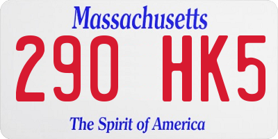 MA license plate 290HK5