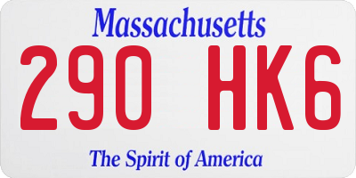 MA license plate 290HK6