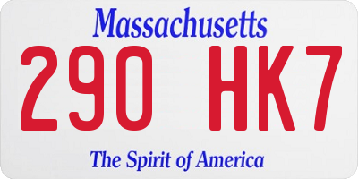 MA license plate 290HK7