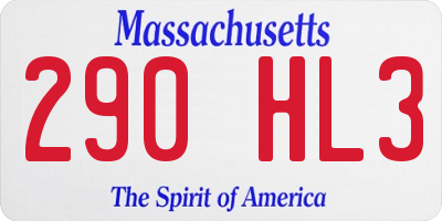 MA license plate 290HL3