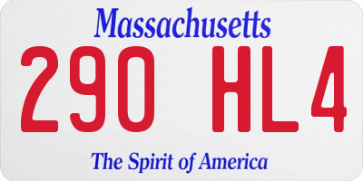MA license plate 290HL4