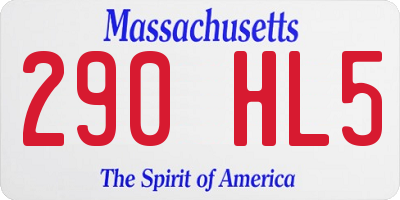 MA license plate 290HL5
