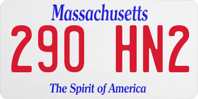 MA license plate 290HN2