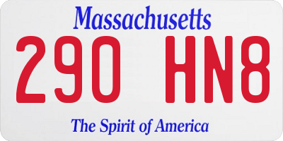 MA license plate 290HN8