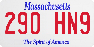 MA license plate 290HN9