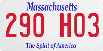 MA license plate 290HO3