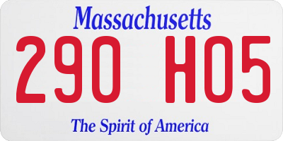 MA license plate 290HO5