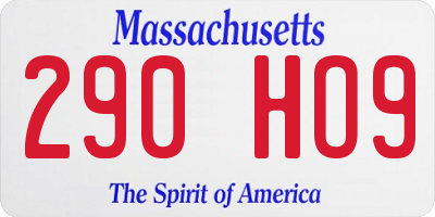 MA license plate 290HO9