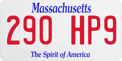 MA license plate 290HP9