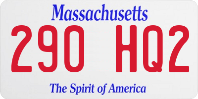MA license plate 290HQ2