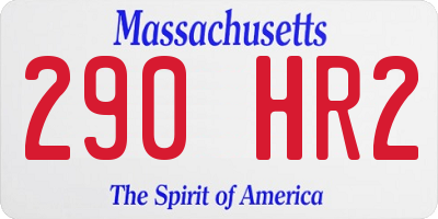 MA license plate 290HR2