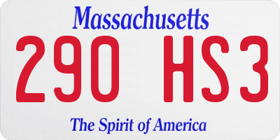 MA license plate 290HS3