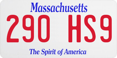 MA license plate 290HS9
