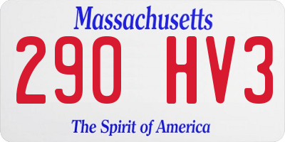 MA license plate 290HV3