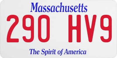 MA license plate 290HV9