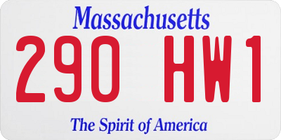 MA license plate 290HW1