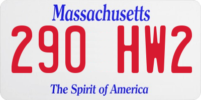 MA license plate 290HW2