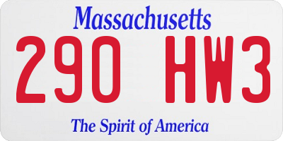 MA license plate 290HW3
