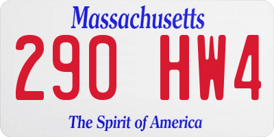 MA license plate 290HW4