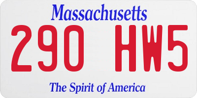 MA license plate 290HW5