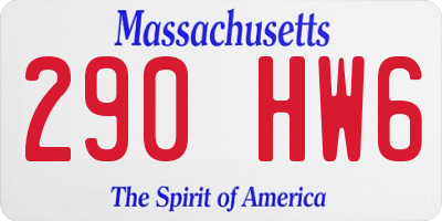 MA license plate 290HW6