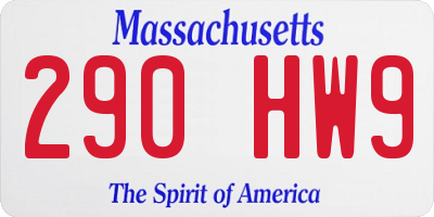 MA license plate 290HW9