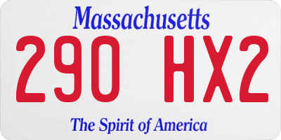 MA license plate 290HX2