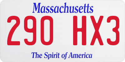 MA license plate 290HX3