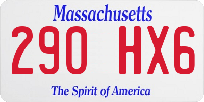 MA license plate 290HX6