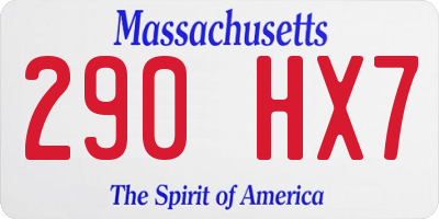 MA license plate 290HX7
