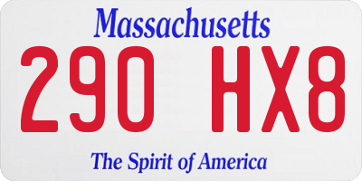MA license plate 290HX8