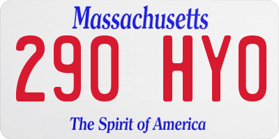MA license plate 290HY0