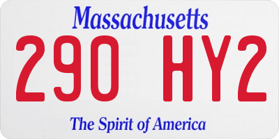 MA license plate 290HY2