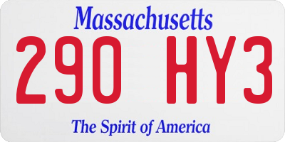 MA license plate 290HY3