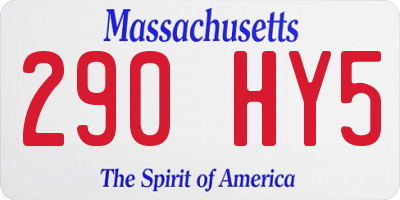 MA license plate 290HY5