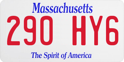 MA license plate 290HY6