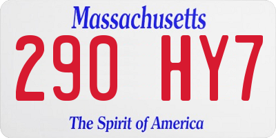 MA license plate 290HY7
