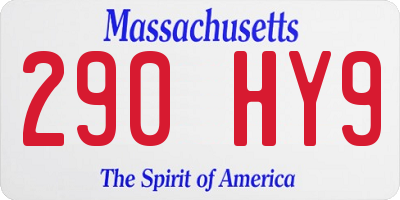 MA license plate 290HY9