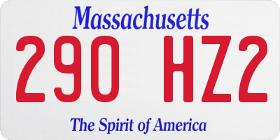 MA license plate 290HZ2