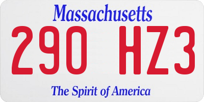 MA license plate 290HZ3