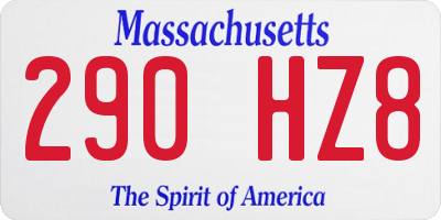 MA license plate 290HZ8