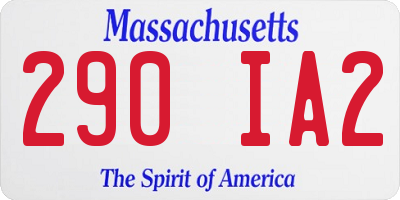 MA license plate 290IA2