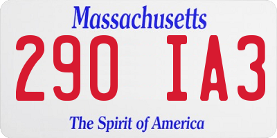 MA license plate 290IA3