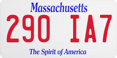 MA license plate 290IA7