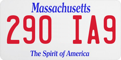 MA license plate 290IA9