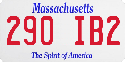 MA license plate 290IB2