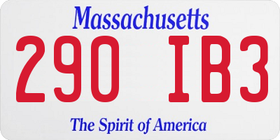 MA license plate 290IB3